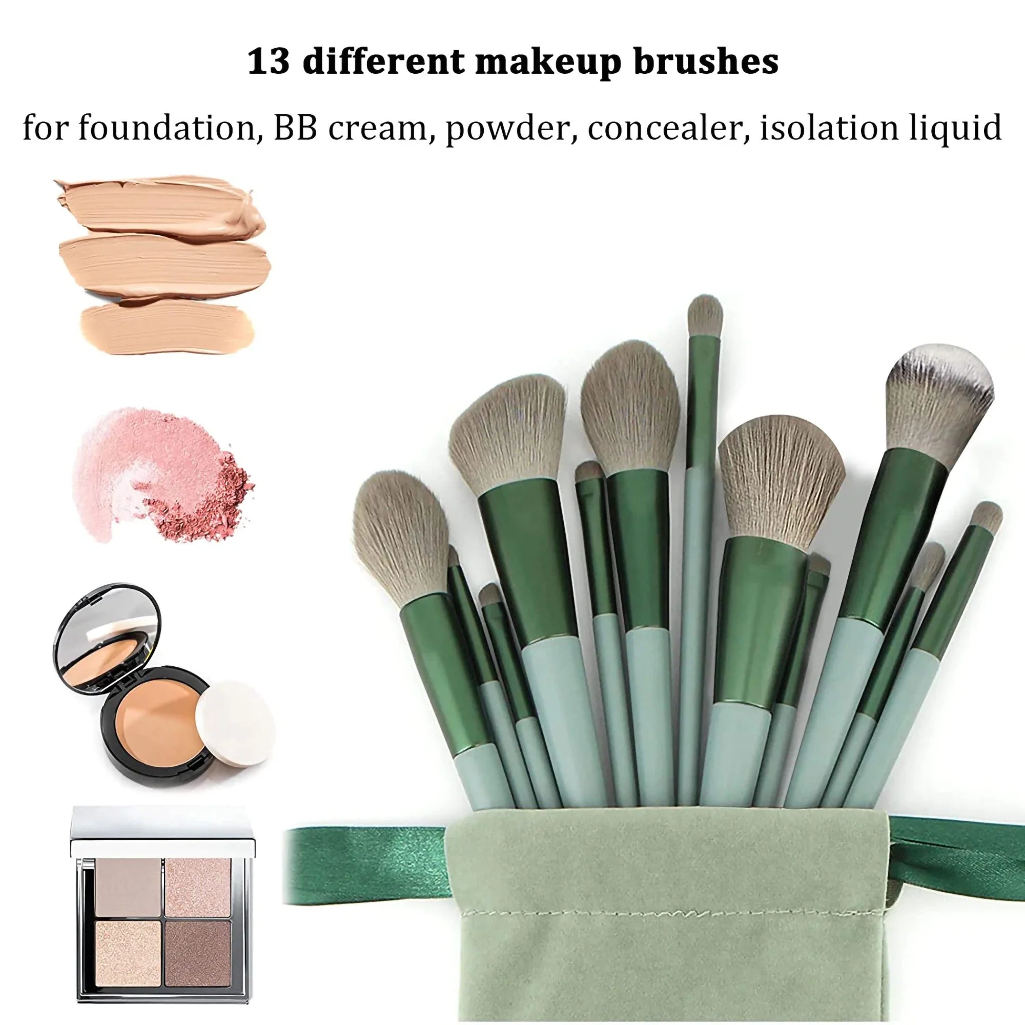 Makeup Brush 13pcs Brushes Set Cosmetic Makeup Sponge Makeup Brush Cleaning Box Beauty Tool Eyeshadow Blush Professional Brushes  ourlum.com   