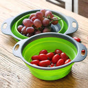 Portable Folding Silicone Strainer Bowl for Camping Use