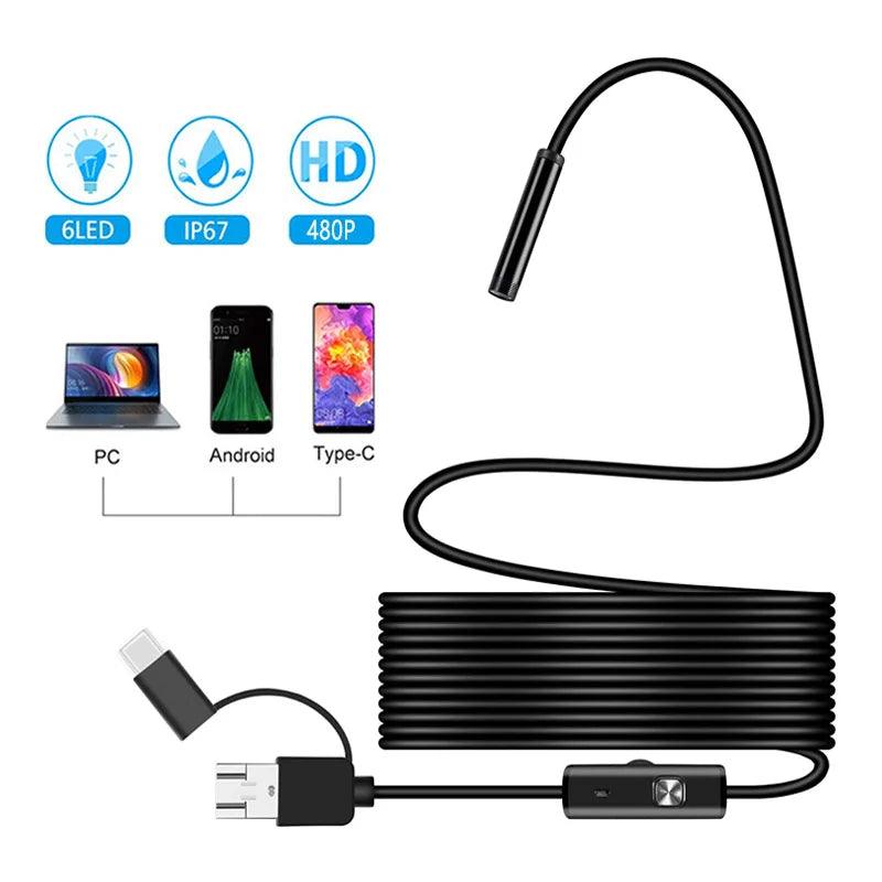 Endoscope Camera: Precision Inspection Tool for PC and Android Devices  ourlum.com 5.5mm soft cable 1m 