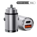  Car Charger PD Fast Charging Dual Chips for iPhone Samsung Huawei  ourlum.com PD30W Grey  