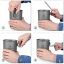 Lightweight Titanium Camping Pot 900ml with Folding Handle