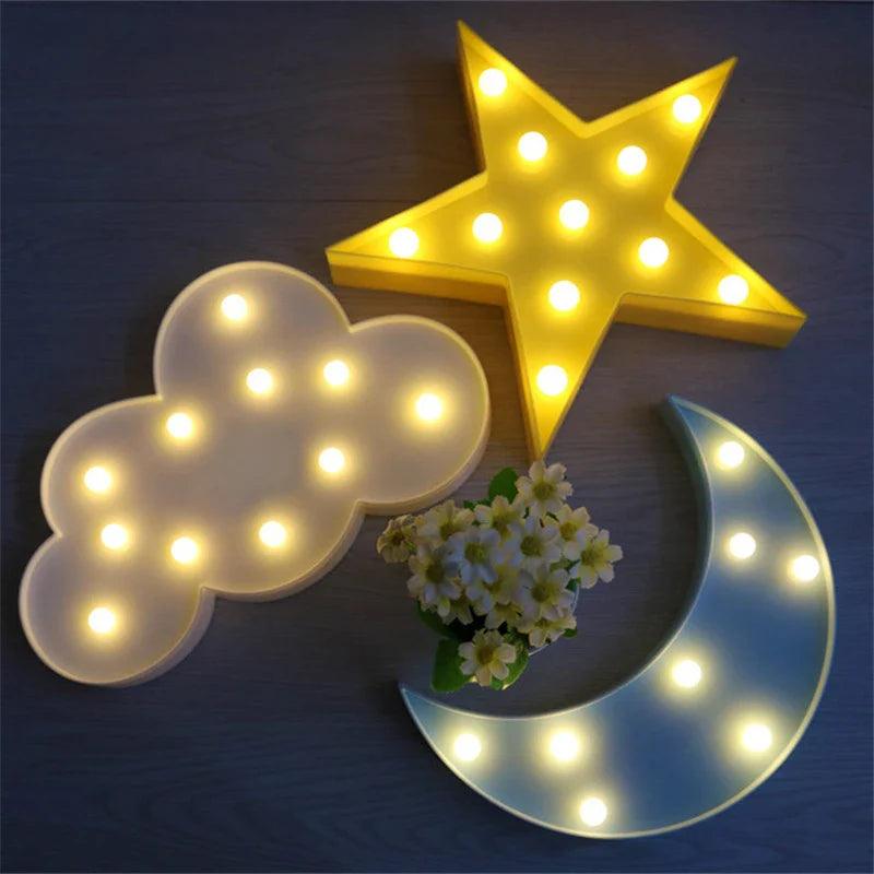 Lovely Cloud Star Moon LED 3D Light Night Light Kids Gift Toy For Baby Children Bedroom Toilet Lamp Decoration Indoor Lighting  ourlum.com   