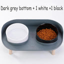 Adjustable Cat Double Bowls Feeder for Healthy Pet Eating  ourlum.com Gray-1w-1b  