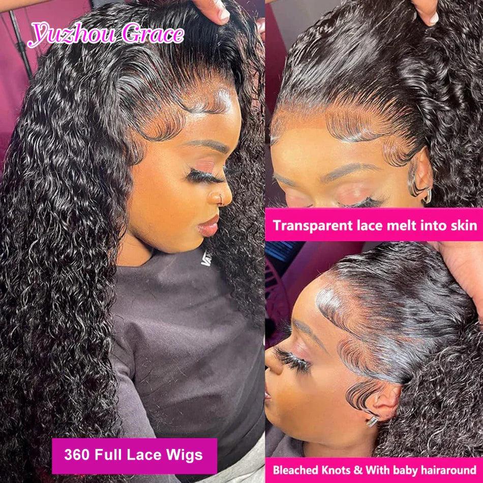 Deep Wave 360 Full Lace Frontal Wig - Human Hair, Pre-Plucked, with Baby Hair for Ultimate Style and Comfort