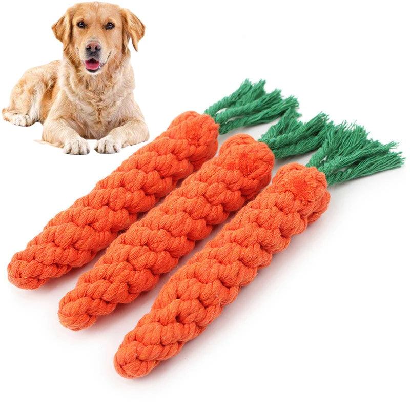 Ultimate Dog Chew Toy Set: Cotton Rope Carrot Knot Dumbbell Ball for Puppy Teeth Cleaning and Entertainment  ourlum.com   