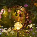 Solar Moon Fairy Lamp Outdoor Garden Iron Flower Light