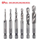 Hex Shank Titanium Plated HSS Tap Drill Bit Set for Metalworking