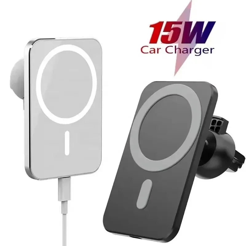 15W Magnetic Car Charger TypeC Mobile Phone Magsafing Wireless Charger Car Mount Magnetic Holder for Phone15 14 13 12 Pro Xiaomi