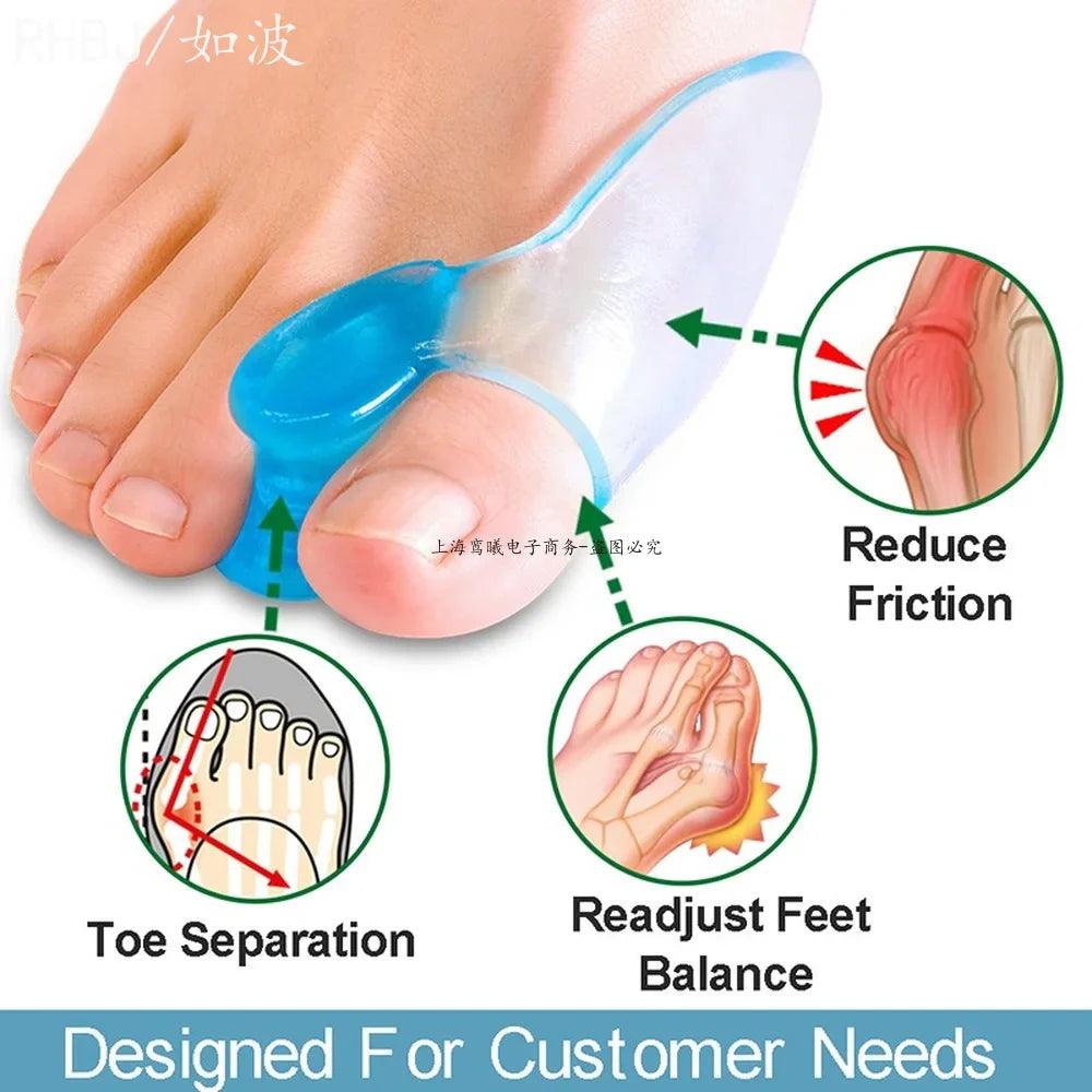 Silicone Gel 2pcs Thumb Corrector Bunion Little Toe Protector Separator Hallux Valgus Finger Straightener Foot Care Relief Pads  ourlum.com   