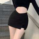 Black A-Line Skirt Chic High Waist Mini for Office Wear