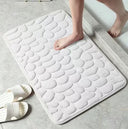 1pc Memory Foam Embossed Velvet Non-Slip Cobblestone Mat