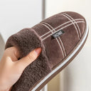 Men's Large Plaid Memory Foam Slippers for Cozy Comfort