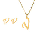 Fashion Stainless Steel Alphabet Initial Necklace Set For Women