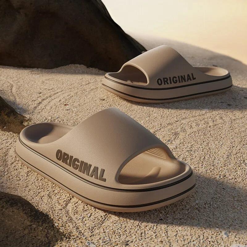 Summer Beach Slides: Stylish Thick Sole Anti Slip Sandals - Unisex Outdoor Indoor Shoes  ourlum.com   