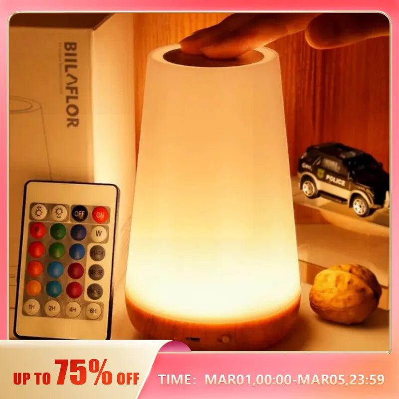 Color Changing Touch Bedside Lamp: Remote Controlled Bedroom Light  ourlum.com   