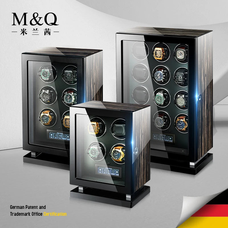 Luxury Wood Watch Winder with Fingerprint Security and Touch Control  OurLum.com   