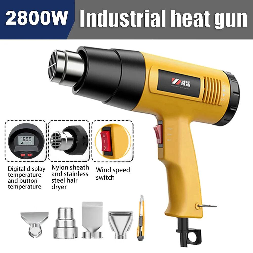 Hot Air Gun LCD Temperatures Adjustable Mini Heat Gun Thermal Blower Shrink Wrapping With Four Nozzles Construction Dryers 110V