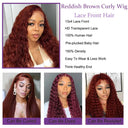 250% Density Reddish Brown Kinky Curly Lace Front Wig