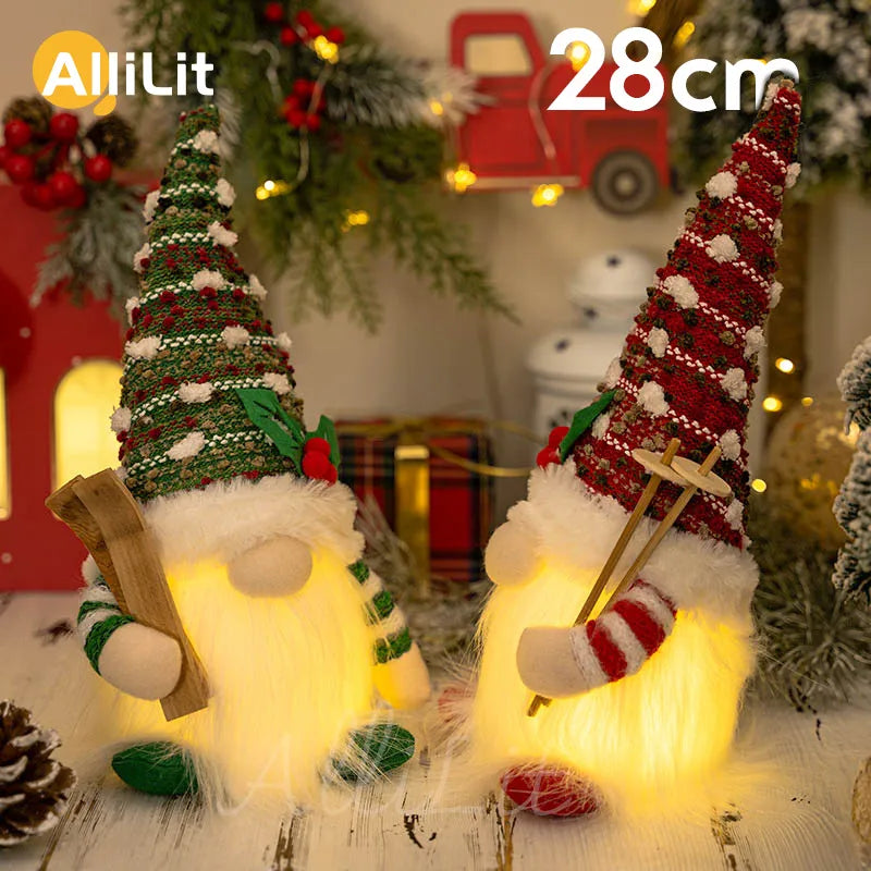 AlliLit Christmas Doll Elf Gnome LED Light Home Decor Xmas New Year - Festive Holiday Decoration  ourlum.com   