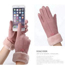 Women Winter Thick Plush Suede Touchscreen Gloves Mittens