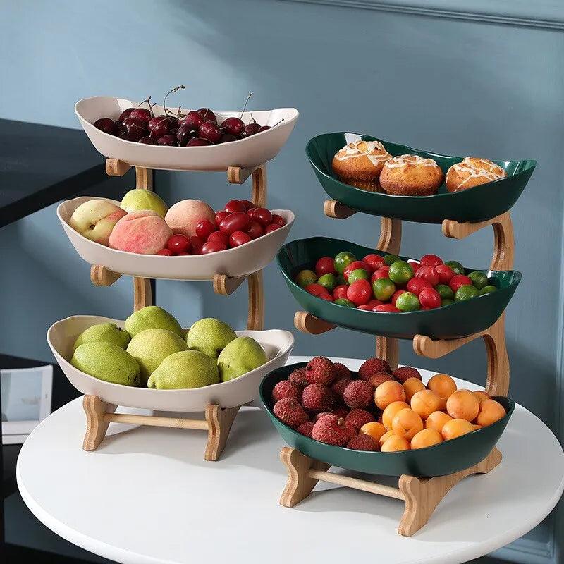 Elegant Wooden Tableware Set with Partitioned Fruit Tray  ourlum.com   