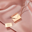 517F Valentine's Day Love you Secret  Message Pendant Necklace Stainless Steel Can Open Photo Frame Envelope Necklace