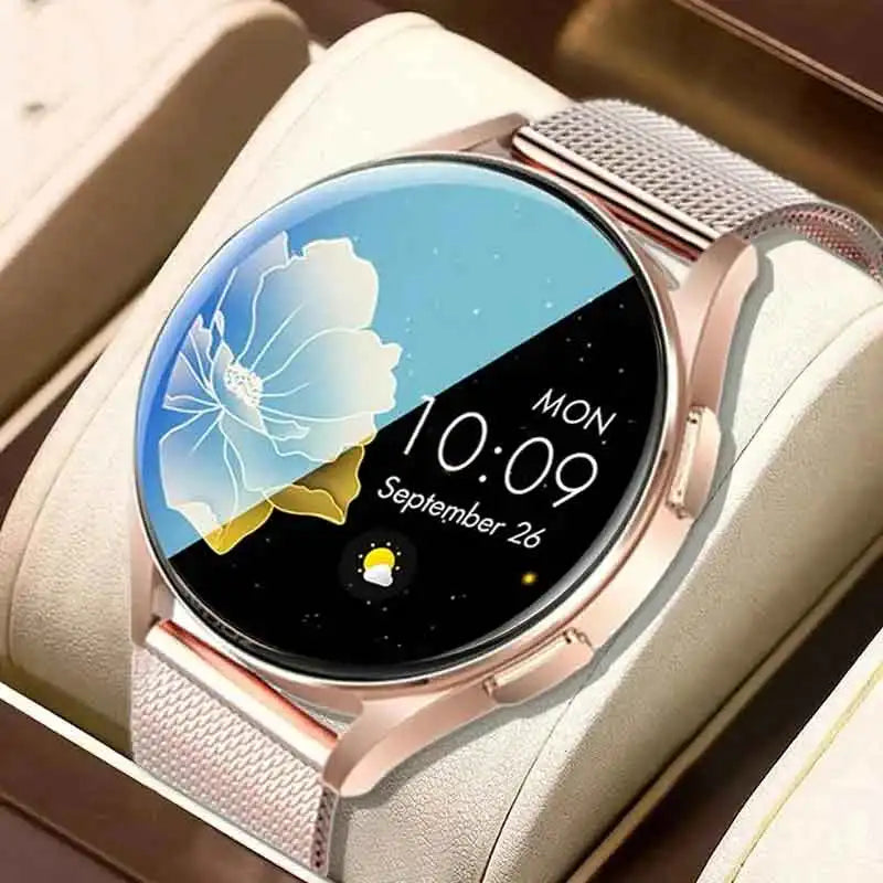 Bluetooth Call Smartwatch with Custom Dial and Steel Band for Women and Men - Sports Fitness Tracker with Heart Rate Monitor for Android and iOS - Global Weather Forecast Support  OurLum.com   