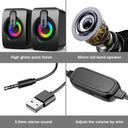 Desktop Computer USB Wired Stereo Sound Box with LED Light and Microphone  ourlum.com   