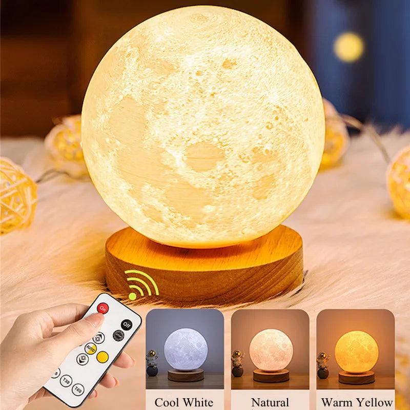 Creative 3D Moon Night Lamp 360° Rotating Lunar Night Light for Home Office Room Touch Control 3 or 16 Colors Led Desktop Lamp  ourlum.com   