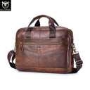 BULLCAPTAIN Professional Business Briefcase Men's Genuine Leather 14-inch Laptop Bag