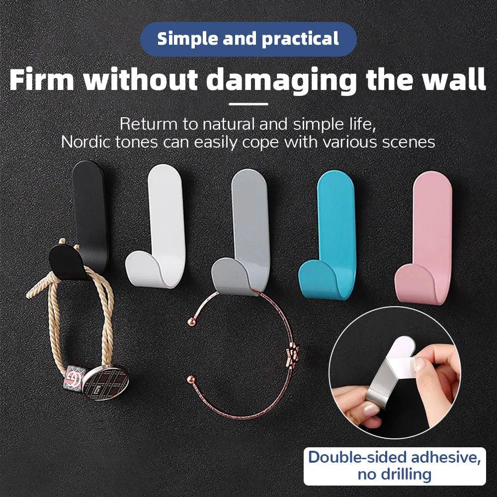 5-Piece Stainless Steel Self-Adhesive Waterproof Hooks - Versatile Hanging Solution for Bathroom, Kitchen, and More  ourlum.com   