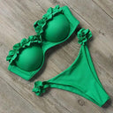 Bandeau Bikini Swimwear Women Sexy Thong Ruffle Set 2021