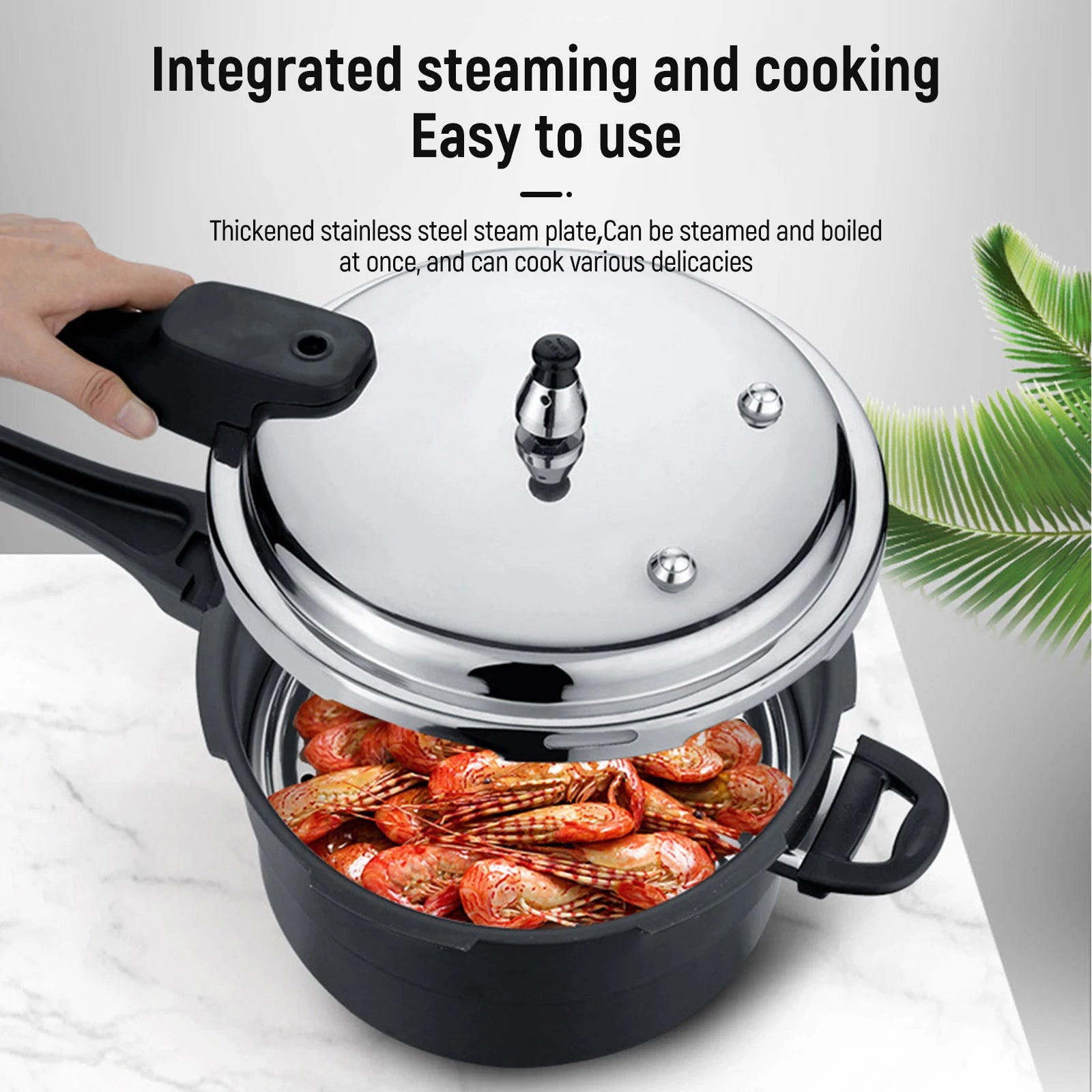 Ultra-Durable Stainless Steel Pressure Cooker for Gas & Induction Stoves - 4L to 10L with Non-Stick Coating & Safety Features