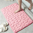 1pc Memory Foam Embossed Velvet Non-Slip Cobblestone Mat