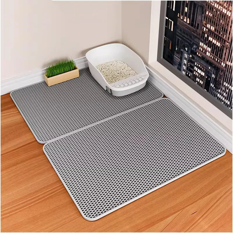 Cat Litter Mat: Double Layer Non-Slip Waterproof Filter Mat  ourlum.com   