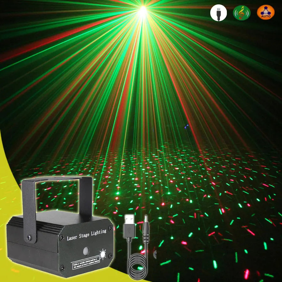 Compact 2in1 R&G Laser Projector for DJ Parties & Disco Light Effects