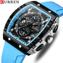 CURREN Men's Casual Quartz Watch with Rectangular Silicone Straps