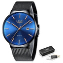 LIGE Men's Ultra Thin Fashion Watch Stylish Quartz Elegance