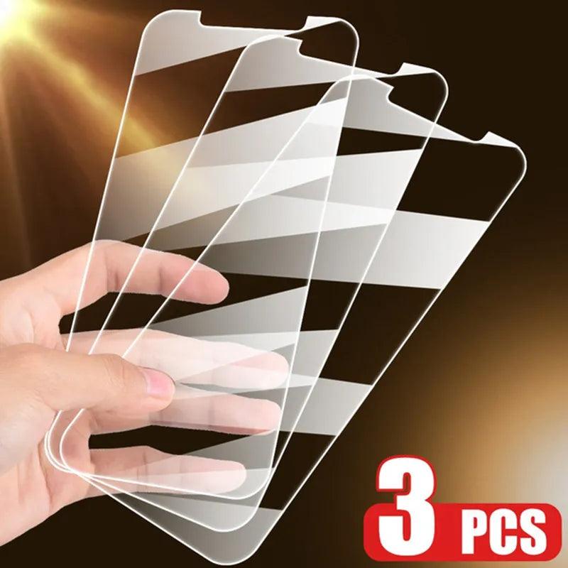 Crystal Clear 3-Piece Tempered Glass Screen Protectors for iPhone 15 14 12 11 13 Pro Max XS XR X Mini 8 7 6 6S Plus SE 2020 - Full Coverage Protection  ourlum.com For IPhone 6 or 6S  