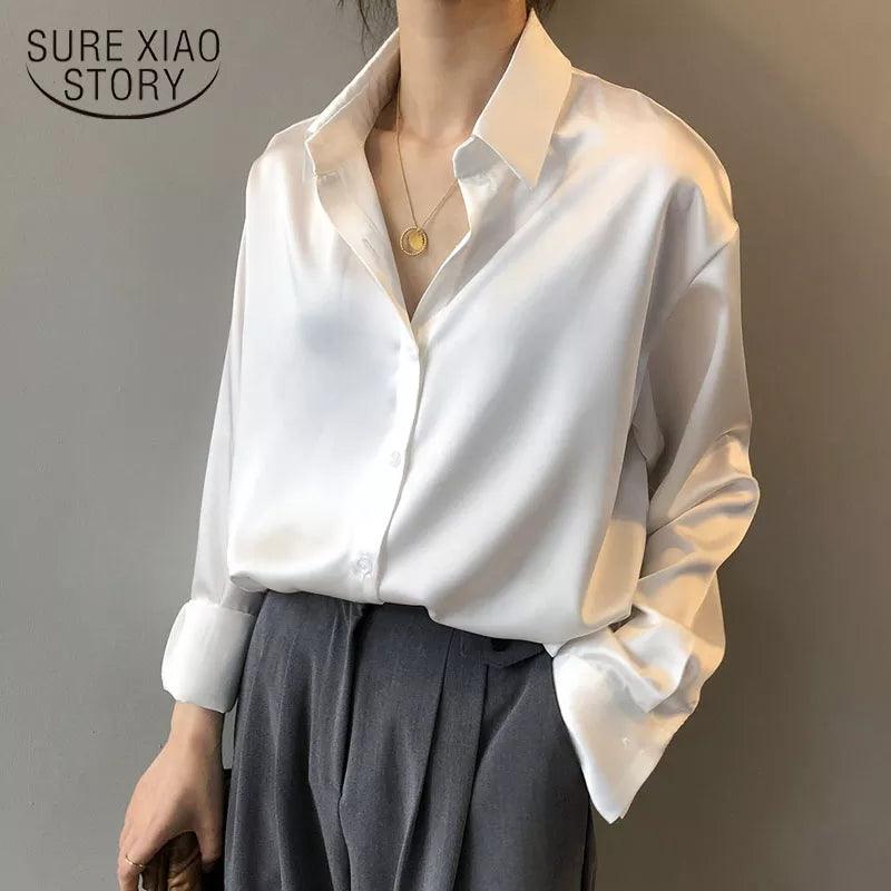 Autumn Vintage White Button Up Shirt for Women - Stylish Streetwear Blouse  ourlum.com   