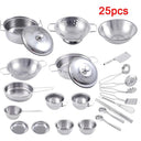 25-Piece Stainless Steel Kids Kitchen Cookware Set For Fun