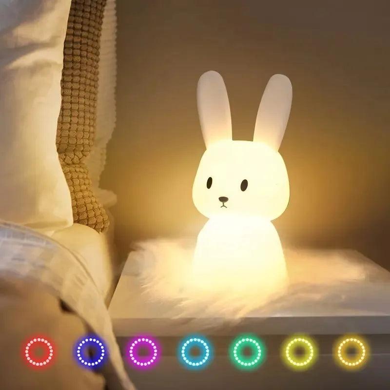 Rabbit Silicone Touch Sensor Night Light - Adorable Animal Lamp for Kids' Bedroom and Nursery  ourlum.com   