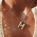 Smooth Chunky Bubble Letter Initial Pendant Necklace Women