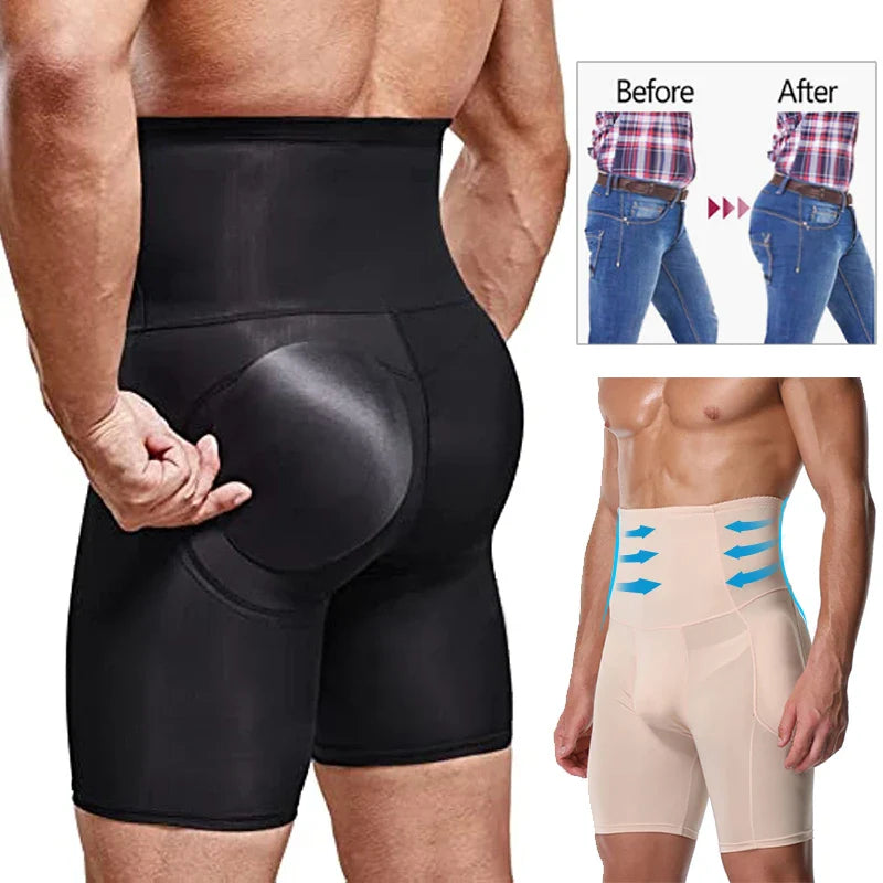 High Waist Men’s Tummy Control Shapewear Shorts for Slimming & Comfort