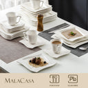 MALACASA Amparo 60-Piece White Porcelain Dinnerware Set