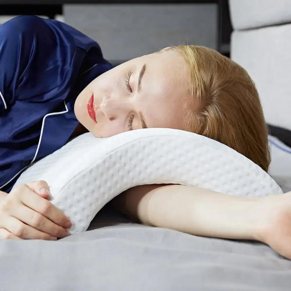 Ergonomic Curved Memory Foam Cervical Pillow for Neck Support and Couples Comfort