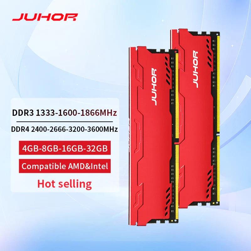 JUHOR DDR3 Desktop Memory RAM: High Performance Boost  ourlum.com DDR3 4G 1600 Red  