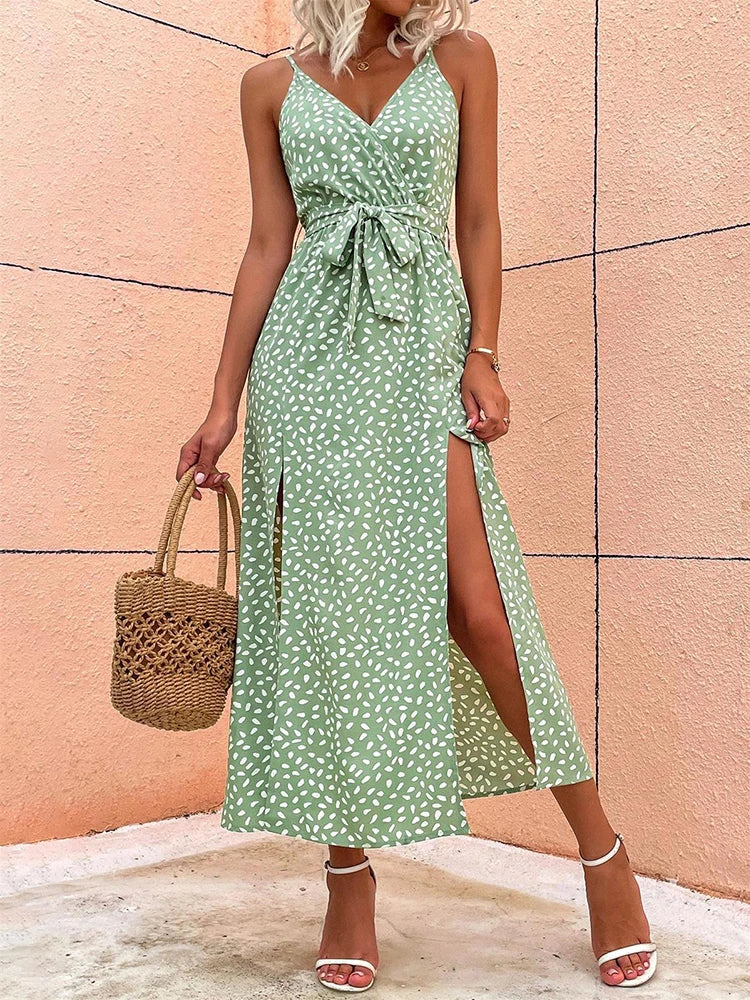 Floral Print Long Dress: Stylish Beach Sundress for Women