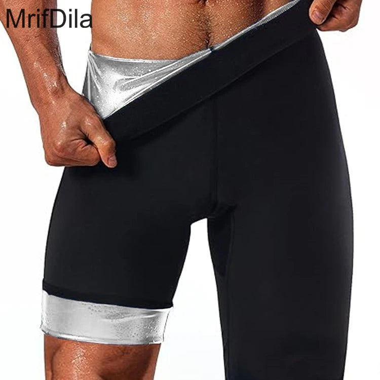 MrifDila Sauna Sweat Short Pants Men's Hot Thermo Sauna Leggings Compression High Waist Pants Fat Burning Body Shaper Sauna Suit