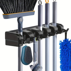 Wall-Mounted Broom Hanger Shelf: Multi-Functional Kitchen Storage Holder